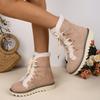 Women Flats Ankle Boots Suede Fur Shoes 2025 New Winter Snow Boots Short Plush Woman Sneakers Casual Lace Up Botas Mujer