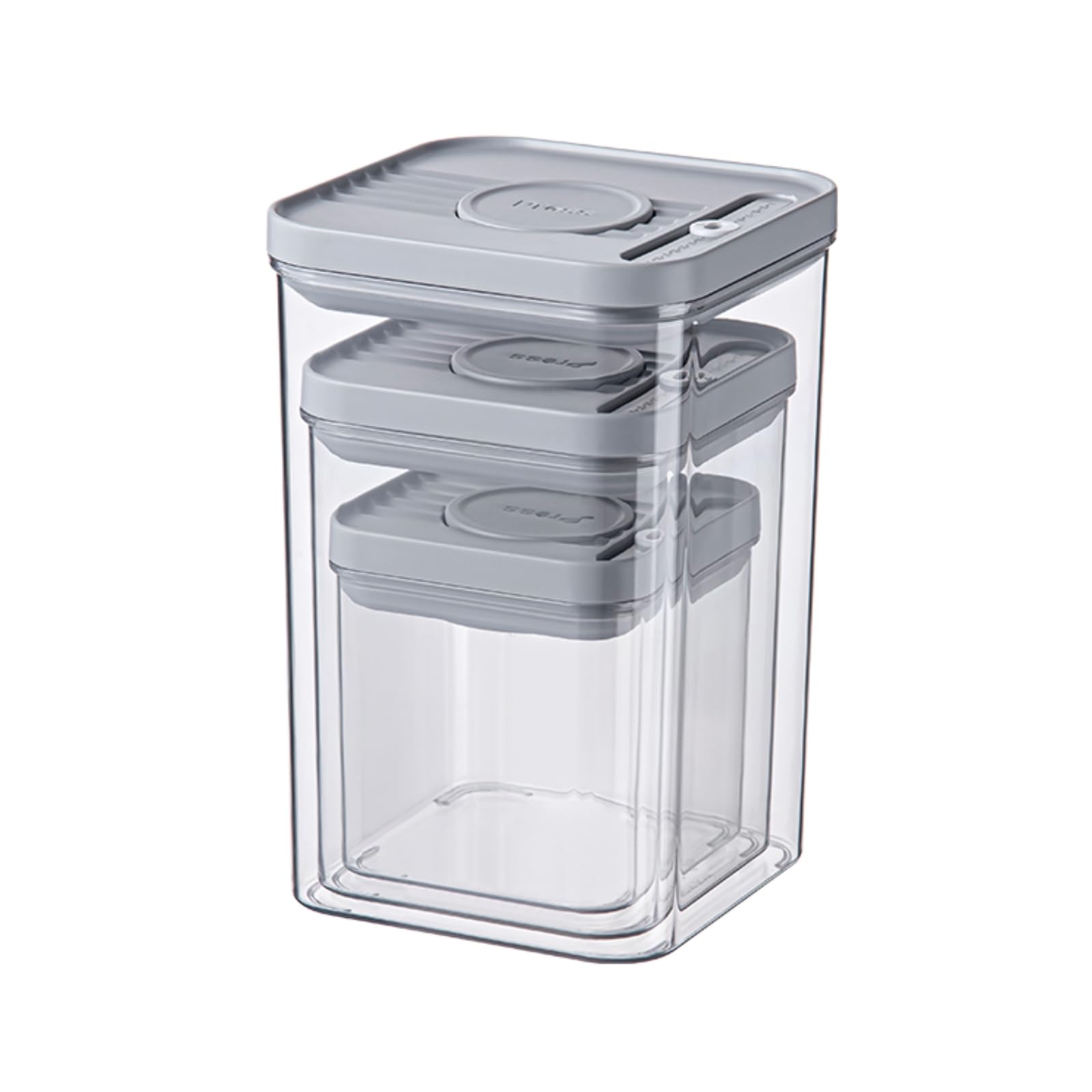 

Protein Storage Containers, Airtight, One-Push Closure [Strong Airtight/Moisture-Proof], Canister Plastic Food Storage Containers, Set of 3, Light Gra