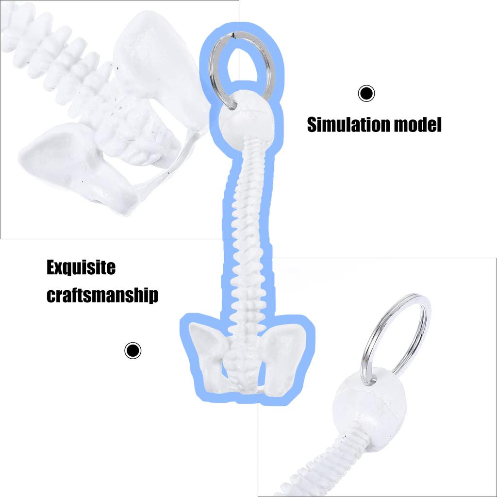 Miniature Human Spine Skeleton Keychain for Teaching Aid Decorative Anatomical Model Keyring Handmade Car Key Charm