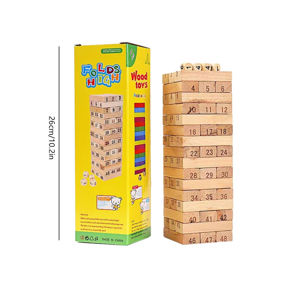 Wooden Pagoda Stacking Game - Parent-Child Bottom Cutting Fun Toy For Desktop High Layers Challenge Adult Interactive Play
