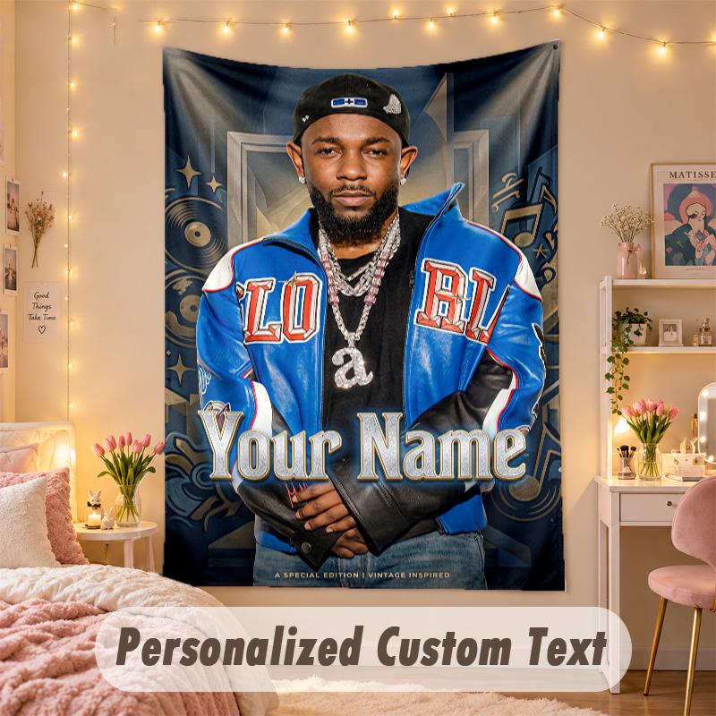 Custom Personalized Tapestry,Kendrick Lamar Print Custom Name Text Wall Art Hanging for Bedroom