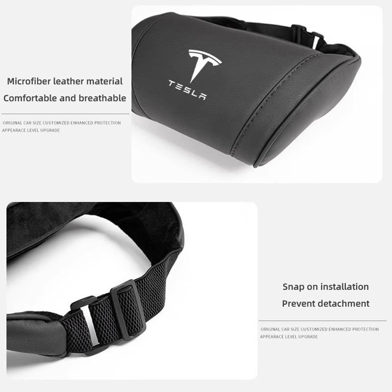 Leather Car Seat Headrest Memory Foam Comfort Neck Pillow For Tesla Model 3 Y S X Cybertruck Juguete Coil Highland Auto Interior