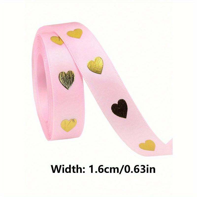 5 Yards Festive Golden Heart Ribbon High-Quality Polyester Holiday Ribbon, Wedding Ribbons, Gift Decoration Ribbons, Small Cake Decoration Ribbons