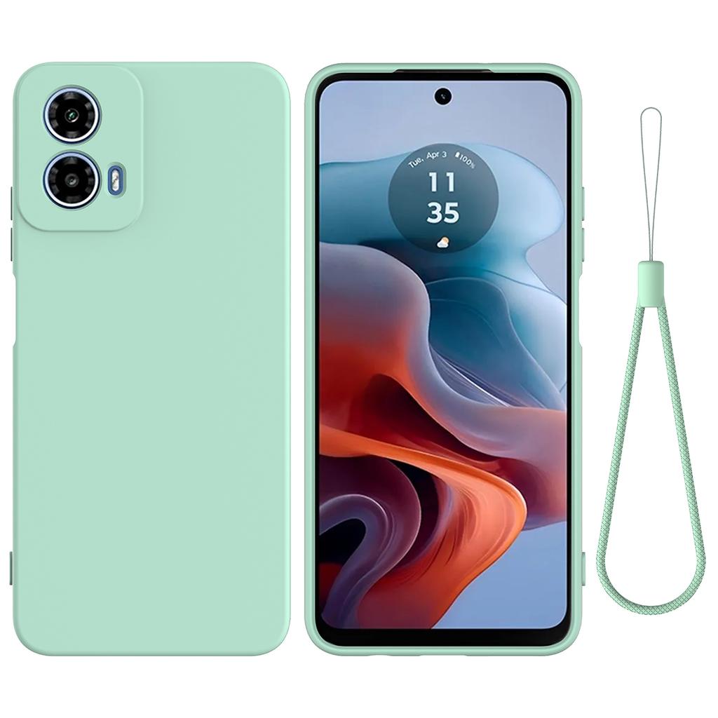 For Motorola Moto G45 5G Case Liquid Silicone Anti-Scratch Phone Cover with Hand Strap