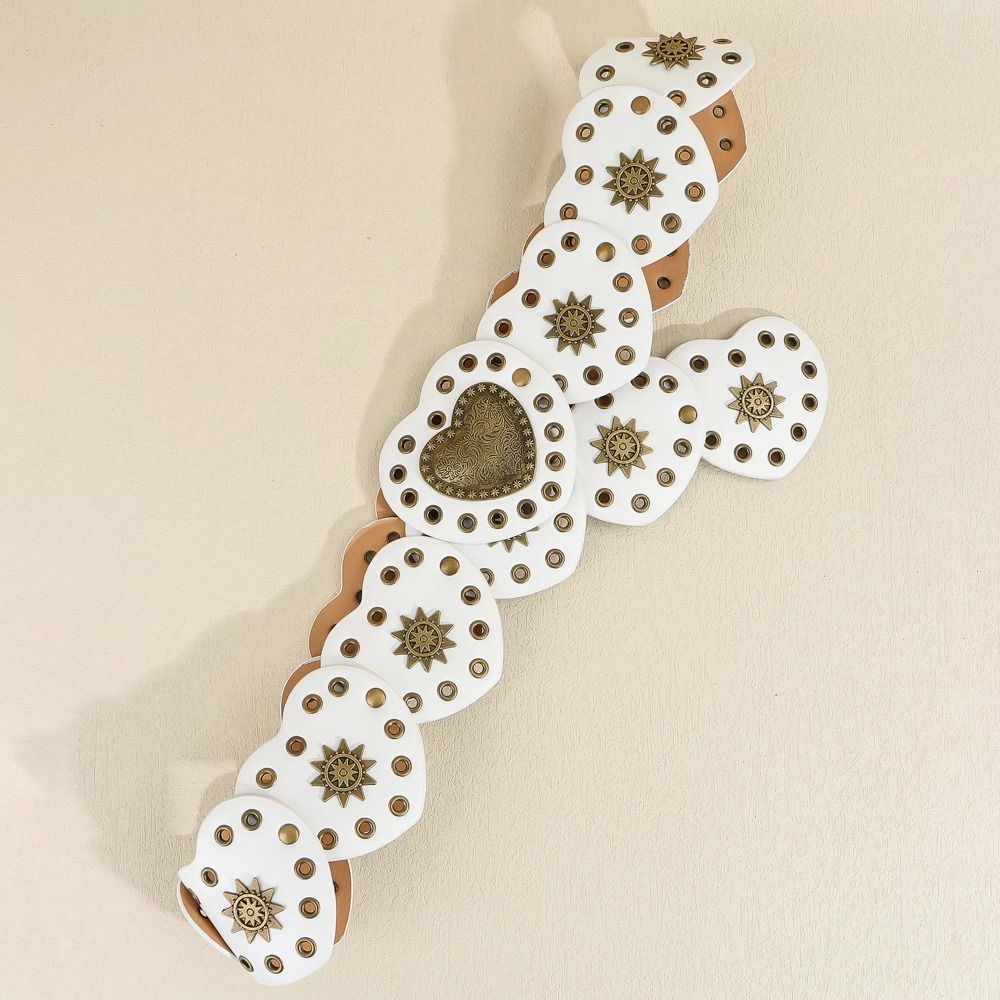 Korean Style Love Heart Patchwork Waist Y2k PU Leather Waistbands Fashion Cowgirl Waist Belt  Daily