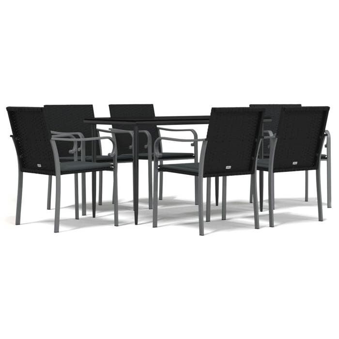 VidaXL Ensemble à manger de jardin 7 pcs coussins résine tressée acier, ensemble à manger, ensemble à manger d'extérieur, 3186948