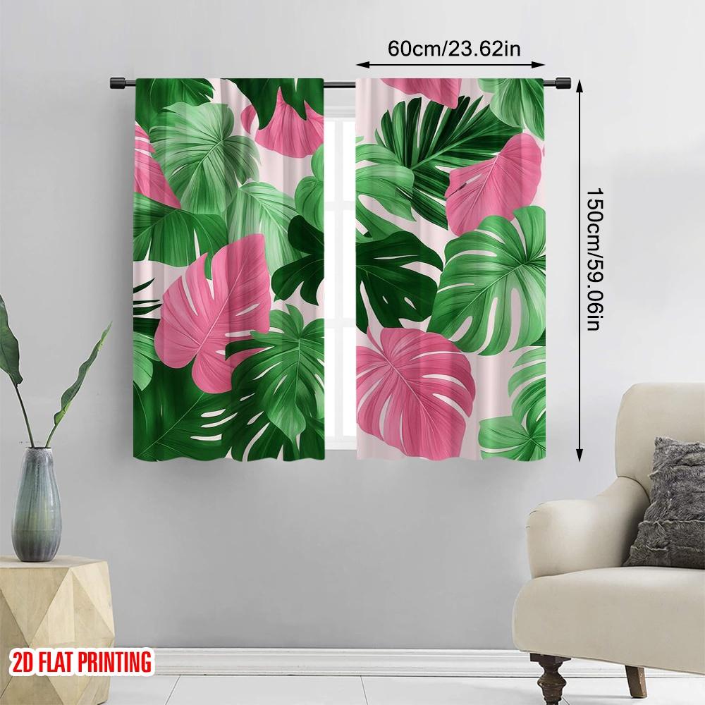 2pcs,2D Plane Printing Curtains Digital Printed Tropical Tapestry Polyester (without Rod) Room Decor for Living Room and