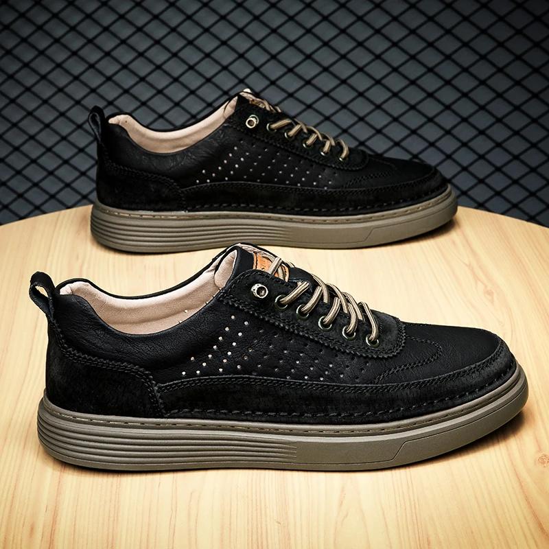 2024 New Men's Summer  Casual Leather Shoes Luxury Men Designer Outdoor Comfort Breathable Casual Shoe Walking Shoes