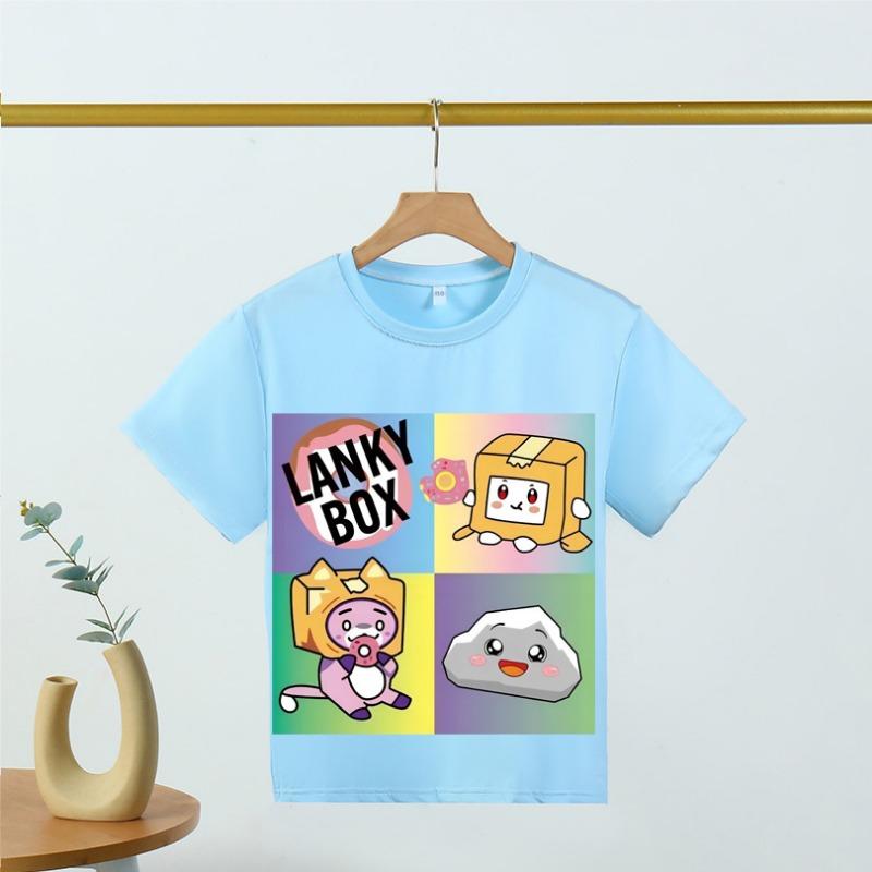 Kawaii Boys T-shirt Cartoon Lanky Box Cute Print Short Sleeve Girls Clothes Summer Casual Fashion Funny Cotton Children Tops Tee