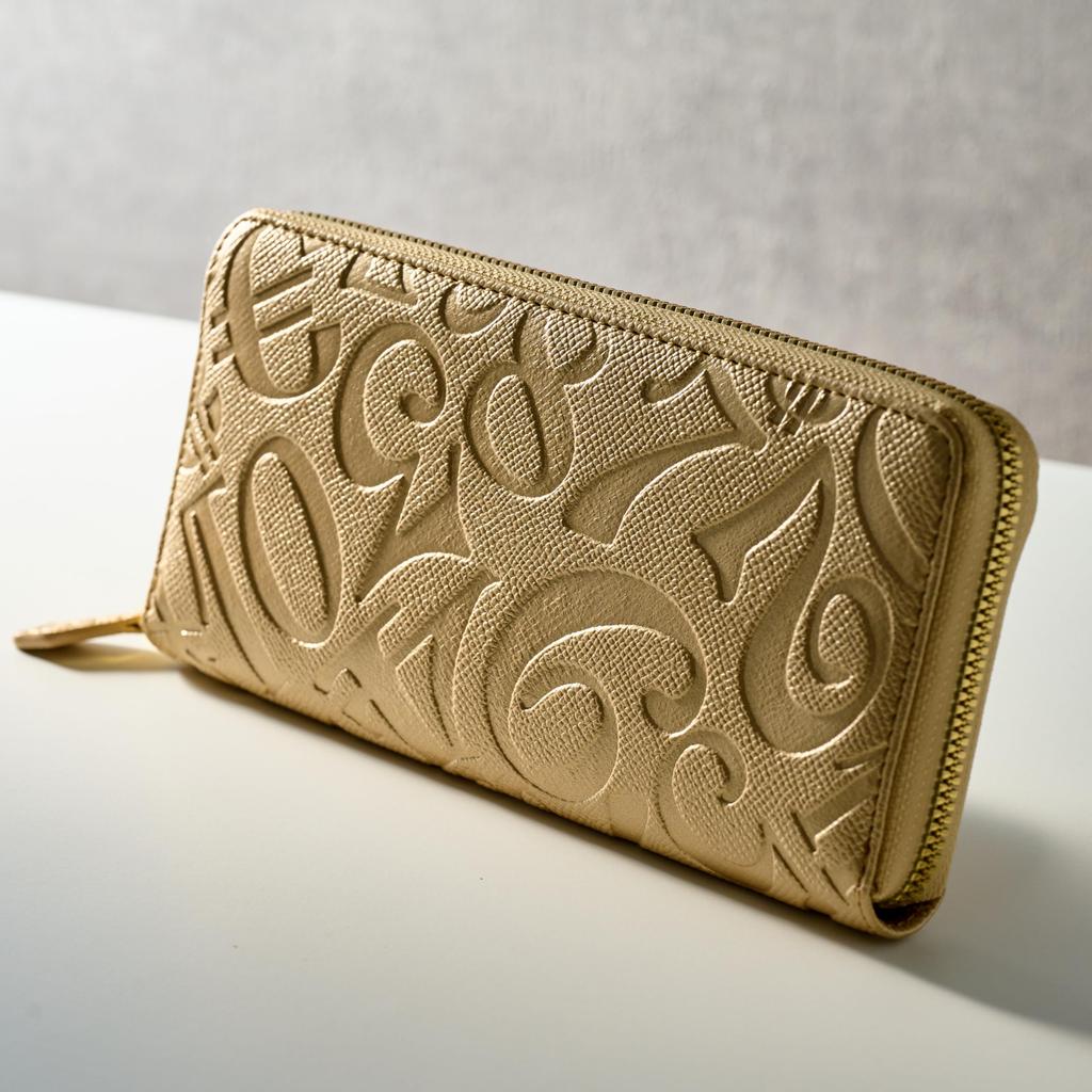 Frank Miura Long Designer Round for Men and Women Wallet, Wallet, Zipper, Gold,