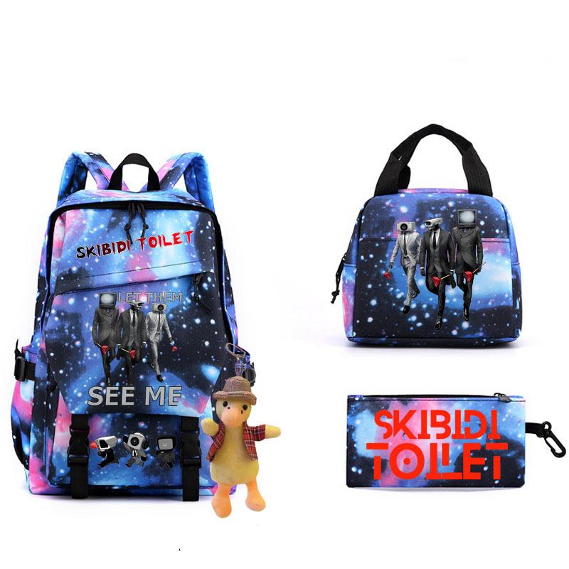 2023 Cross-border New Product Skibidi Toilet Man Spoof School Bag Elementary School Student Backpack Satchel Pencil Bag