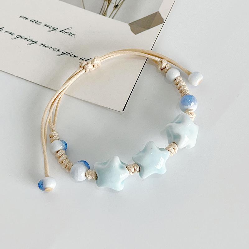 

Versatile ceramic bracelet Handmade knit Colorful Ceramic Star Bracelet Adjustable Braided Wax Cord Unique Fashion Accessory new