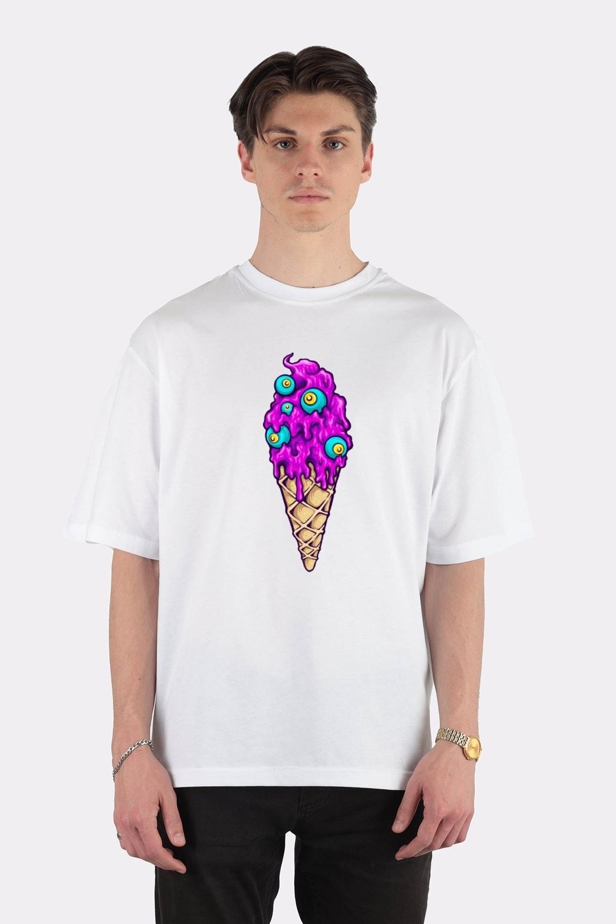 

Unisex Beyaz Oversize T-shirt Scary Cute Ice Cream Cone