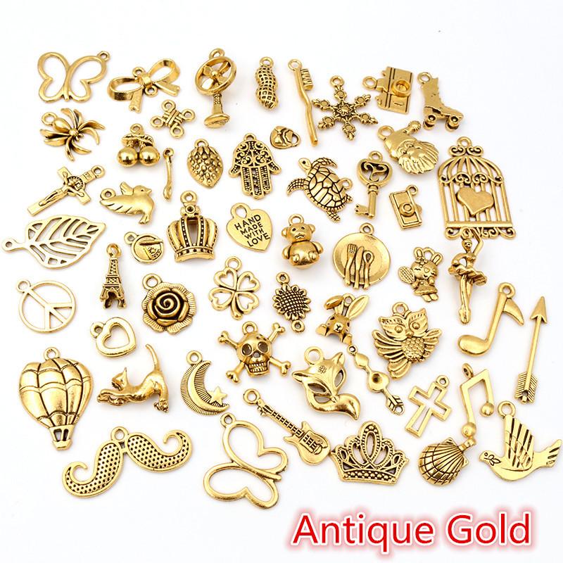 30pcs Mixed Styles Animal Heart Leaf Flower Crown Charms Pendants DIY Jewelry Findings for Necklace Bracelet Making Accessories