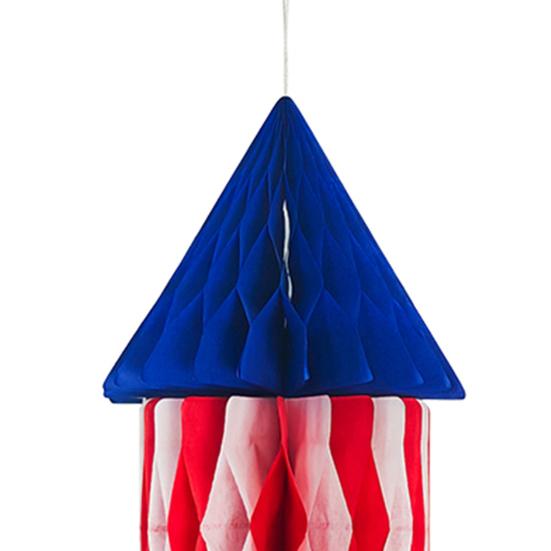 4th of July Rocket Honeycomb Decoration Patriotic Red White Blue Hanging Decor for Independence Day Memorial Day Veterans Party Favors