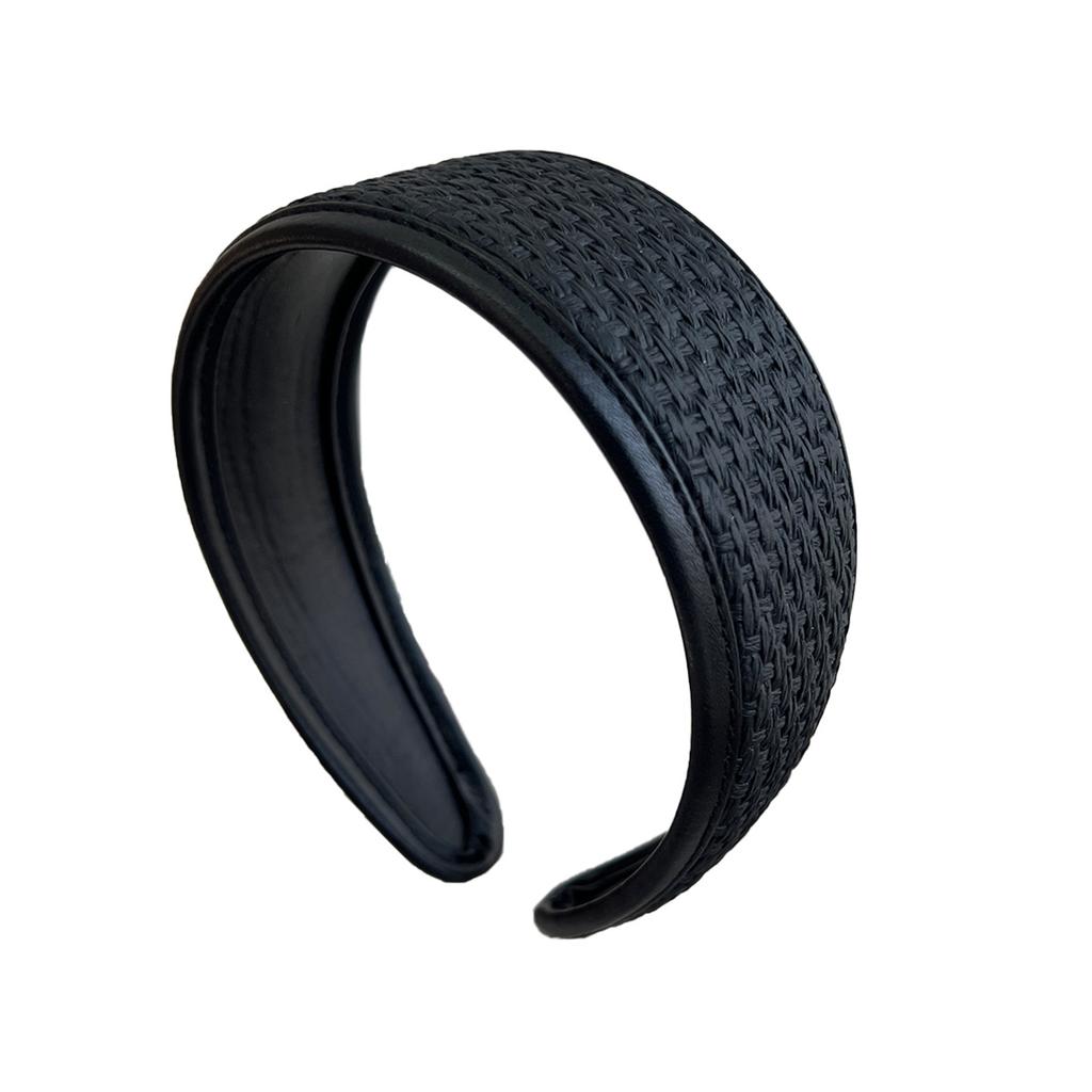 New Arrival Wide PU Headband Knit Hairband with Broad Edge Vintage Hair Accessory Trendy Knitted Hair Bands for Girls