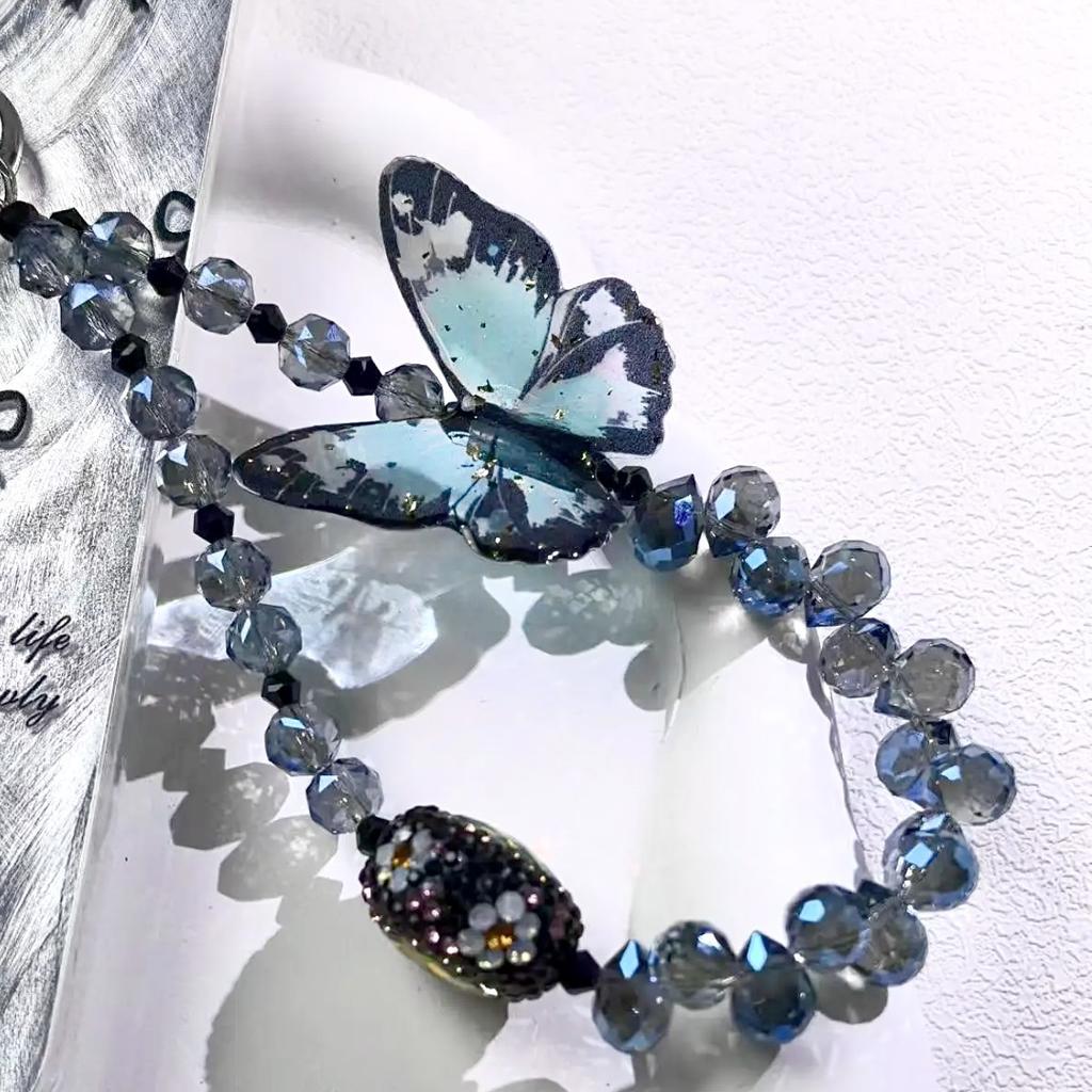 New Chinese Butterfly Mobile Phone Chain Niche Design Beaded Bag Pendant Xiaoxiangfeng Lanyard