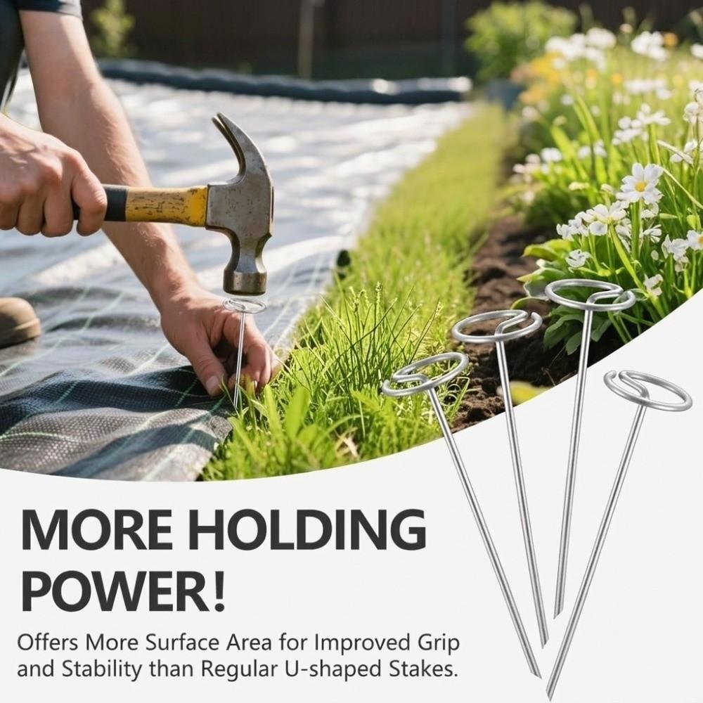 50Pcs Reusable Garden Staples Heavy Duty Weed Barrier Fabric Stakes Ground Pegs Tent Securing