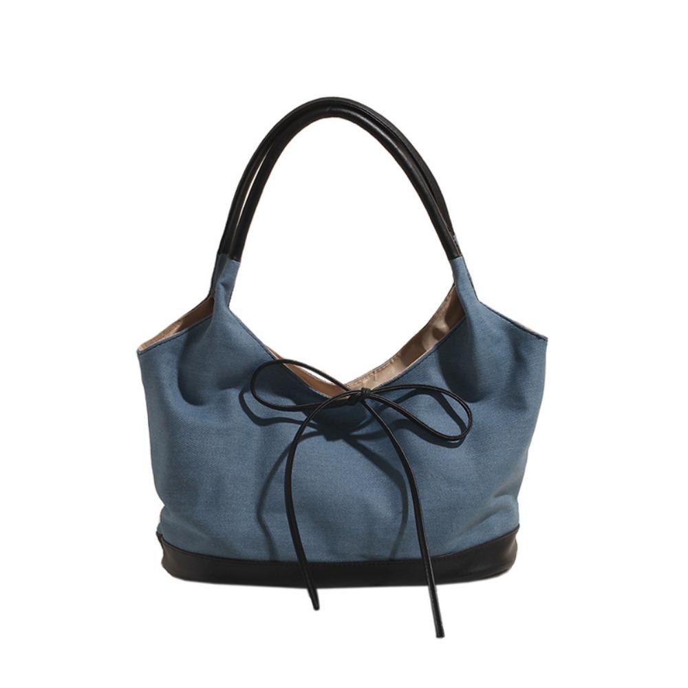 Korean Style Cloth Bow Shoulder Bag Handbag Underarm Bag Versatile Canvas Tote Bag Women