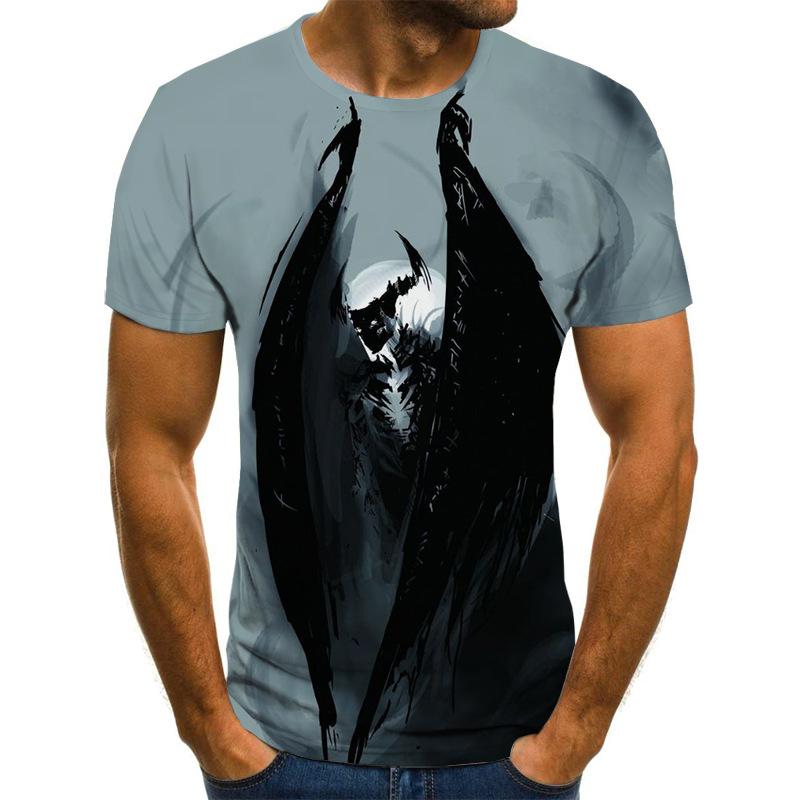Spring Summer Casual Men's Clothing Cool Skull Image 3D Digital Printing Short Sleeved Men's T-shirt