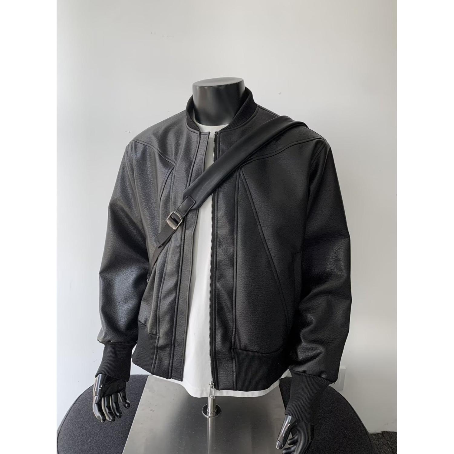 

Men s Retro Cracked Leather Motorcycle Jacket - Autumn/Winter Trend M чорний