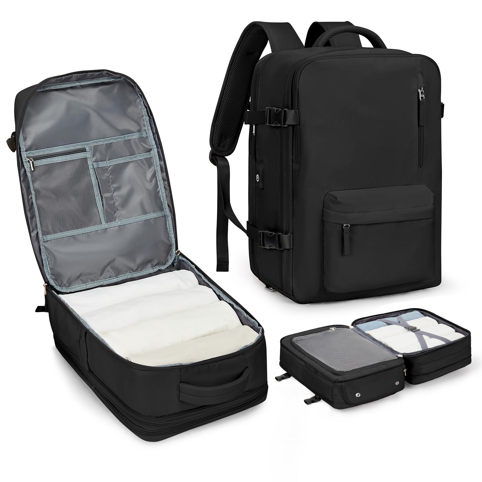 

Дорожный рюкзак для ноутбука для женщин и мужчин, расширяемая сумка для колледжа с USB-портом, большая вместимость 17,3, водонепроницаемая мужская сумка для хранения обуви на открытом воздухе чёрный