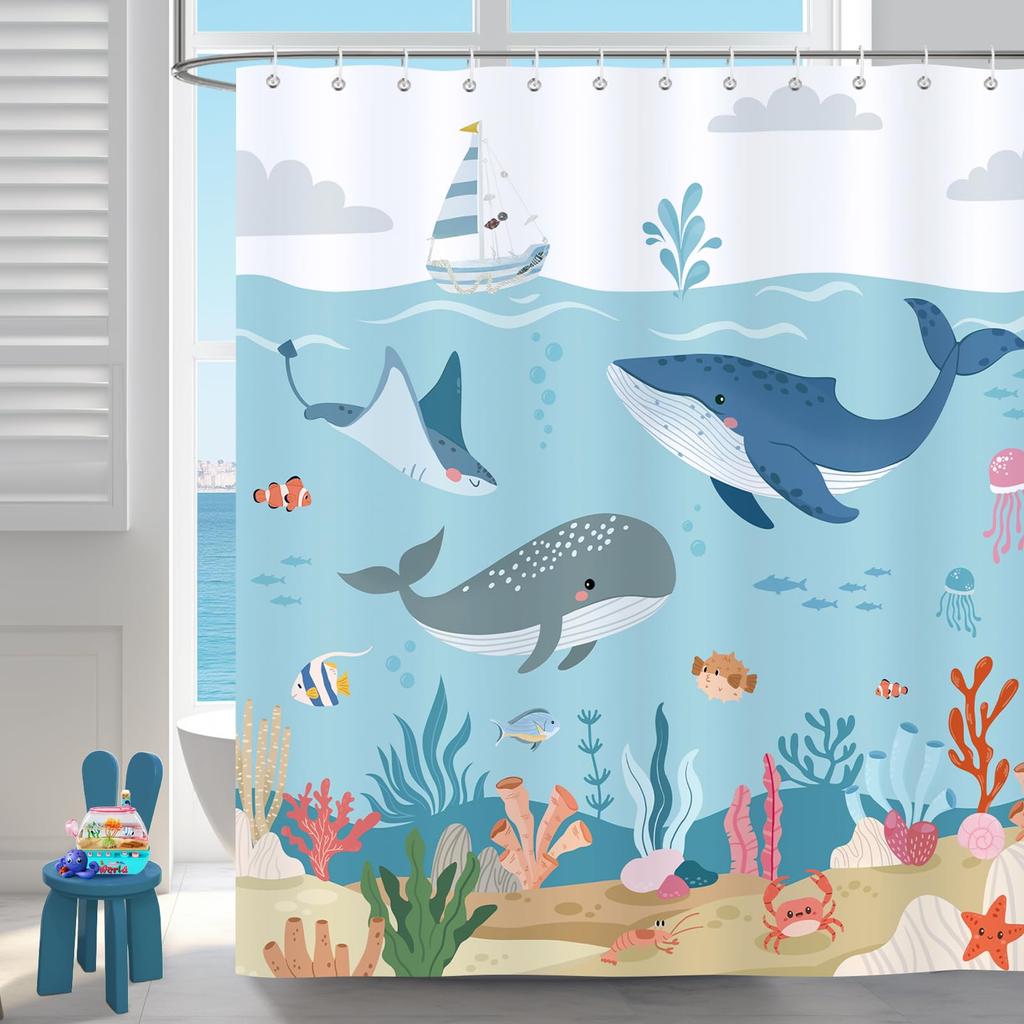 Funny Animal Print Shower Curtain Cute Cartoon Animal Bath Curtain For Bathroom Bathtub Bathing Cover Shower Curtains Home Decor