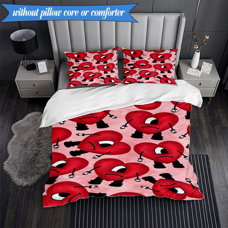 Bad Bunny Collage 3pcs K-pop music group Bedding set,Ideal for Bedroom, Dormitory,Including Duvet Cover And 2pcs Pillowcases,Fan gifts