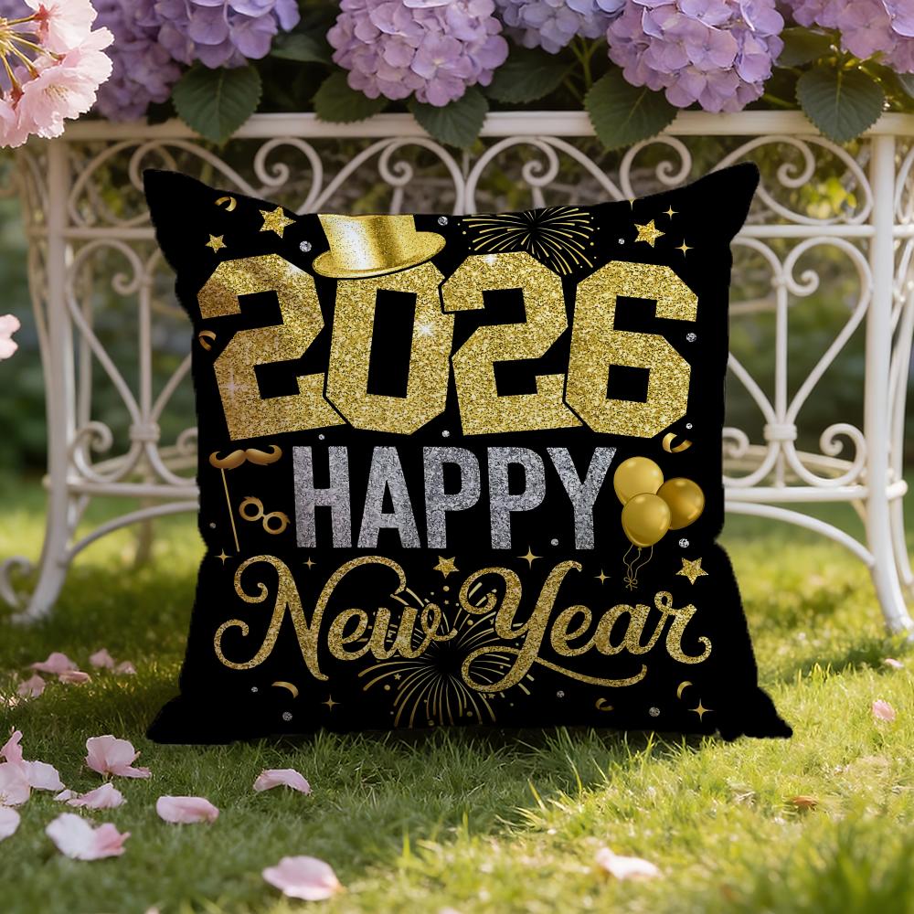Holiday New Years Day Cushion Cover Home Car DualScene Pillow Cover Reversible for Premium Comfort
