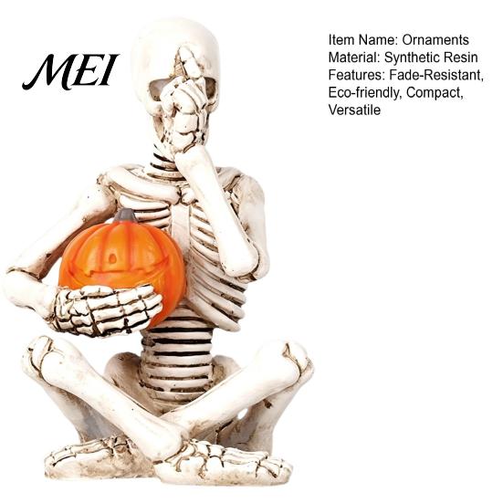 Alternative Home Accessories Vintage Skeleton Holding Pumpkin Statue, Halloween Resin Figurine, Gothic Decoration Desktop Ornament for Entryway