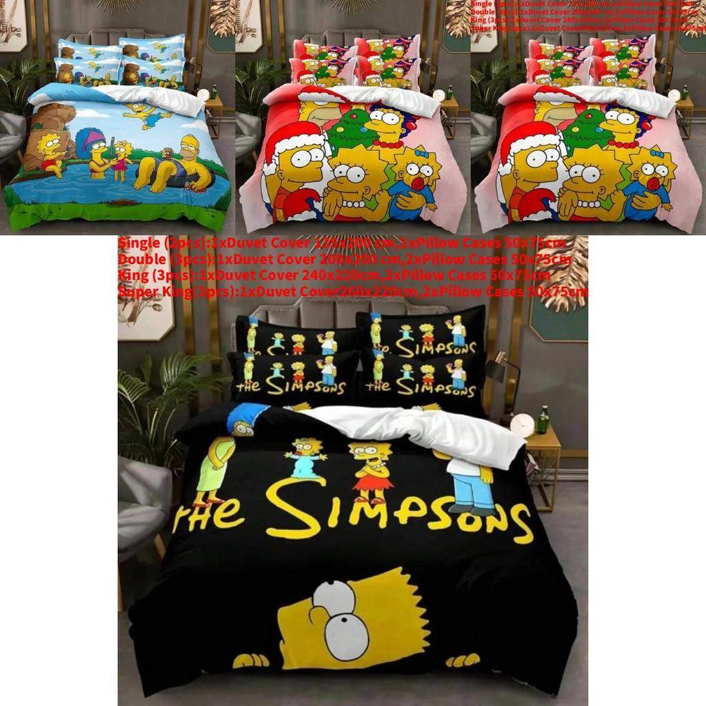 The Simpsons Cartoon Bedding Set With Reactive Dye Printing For Modern Home Decor