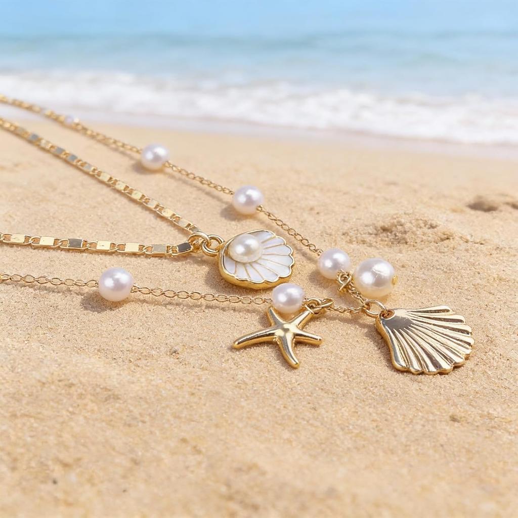 Choice of All Shell Necklace for Women Ocean Jewelry Seashell Starfish Beaded Choker Necklaces Beach Vacation Essentials Holiday Jewelry Fashion