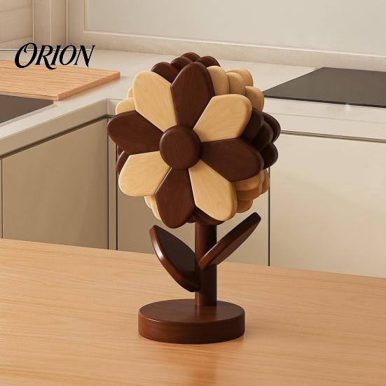 Space Saving Kitchen Organizers Sunflower Trivets for Hot Dishes, Heat Resistant Beech Wood Pot Holder, Proof Mats Dutch Ovens Decorative Tree