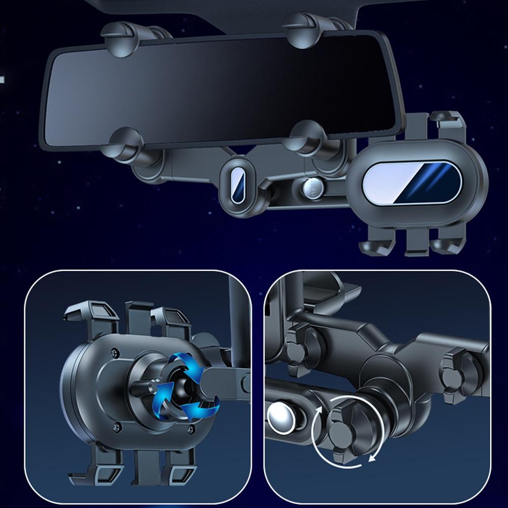 Car Phone Holder Rearview Mirror Phone Mount 360° Rotatable and Retractable Phone Stand Navigation