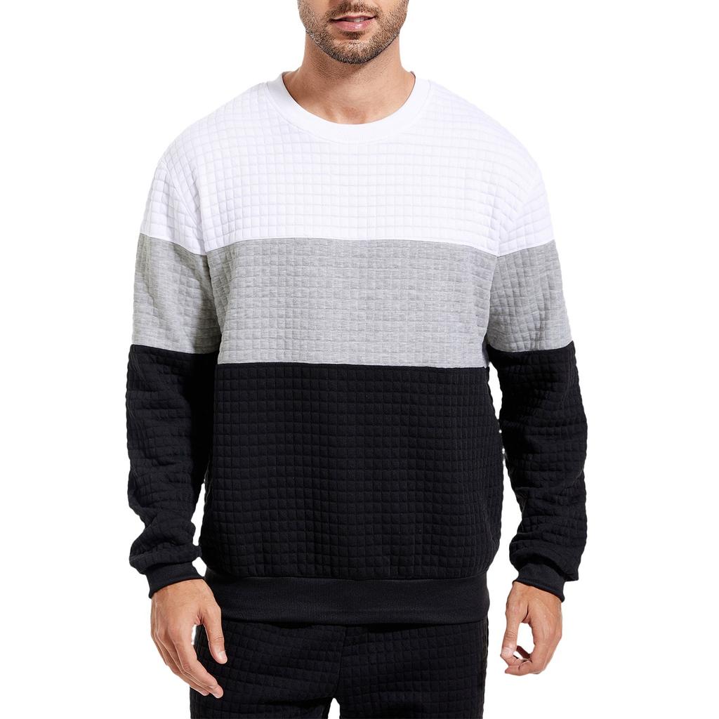 Herren Lockerer Farbblock Kapuzenloser Pullover Herren Lässige Mode Sport Kapuzenloser Pullover