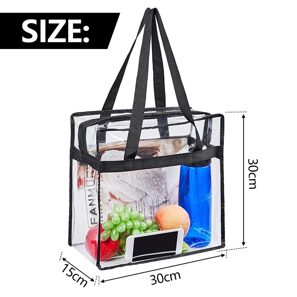 2/4Pcs Large Capacity Clear Tote Bags Multipurpose Clear Lunch Bag with Zipper Flexible Transparent Shoulder Bag for Work School