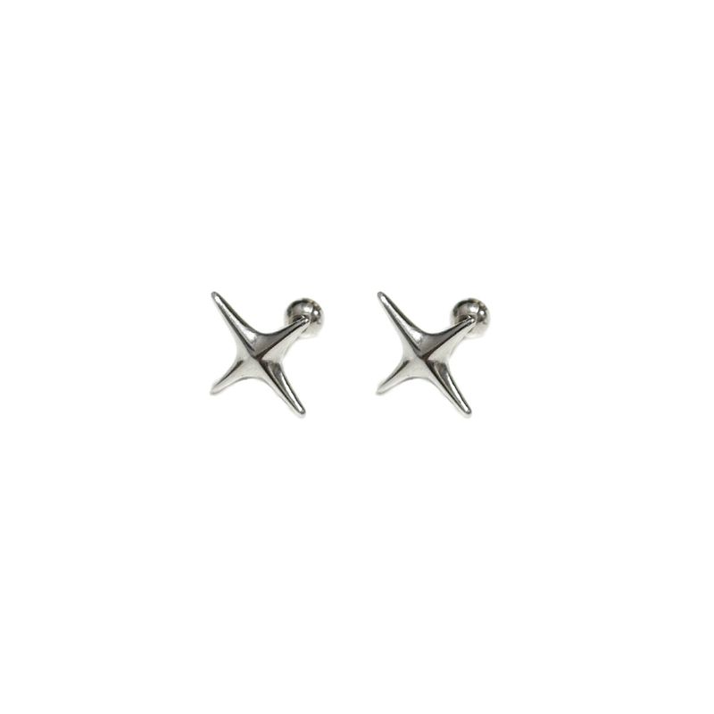 Komeiku Cross Eight-Pointed Stars Niche Style Fashion Ins Medium Cold Wind Fancy Double Ear Piercings Men's and Women's Ear Studs