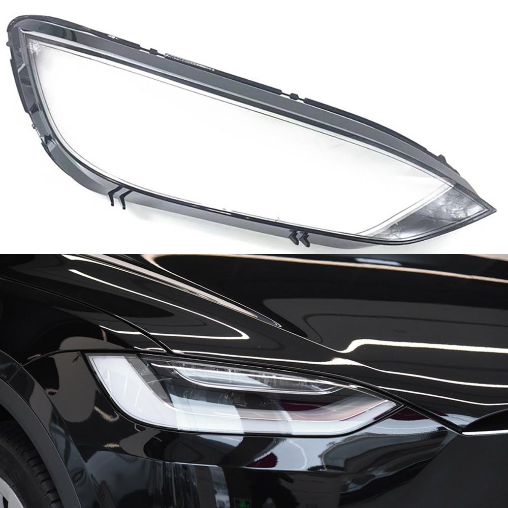 For Tesla Model X 2016 2017 2018 2019 2020 2021 2022 2023 Car Headlight Cover Lampcover Lampshade Lamp Lens Case Auto Light Caps