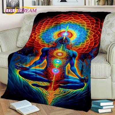 Regenbogen-7-Chakra-Yoga-Meditationsdecke, Flanell-Überwurfdecke für Zuhause, Schlafzimmer, Bett, Sofa, Picknick, Büro, Wandern, Freizeit, Nickerchen