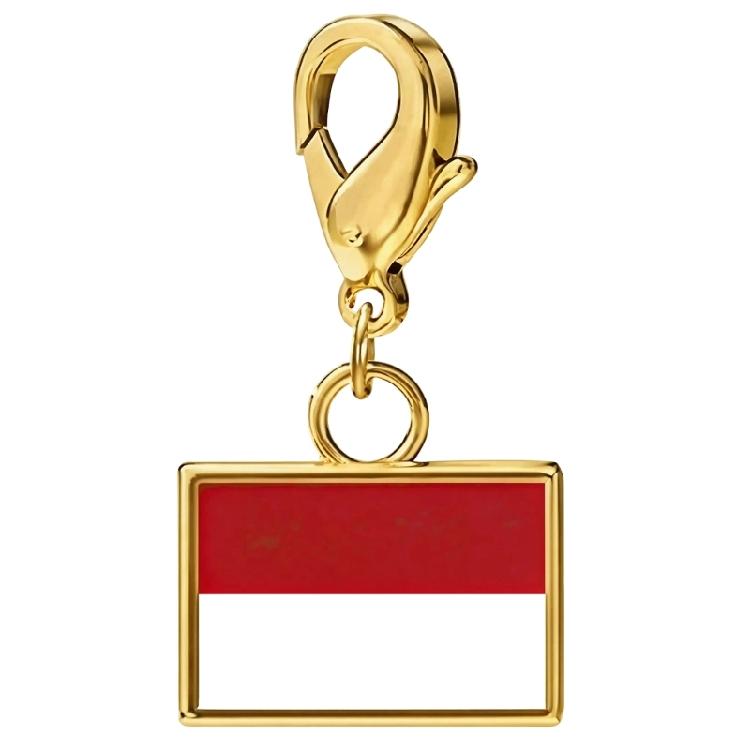 Stainless Steel Country Flag Bracelet Pendant Hand Chain Charm Travel Wristlet Keychain with Lobster Clasp and Small Profile