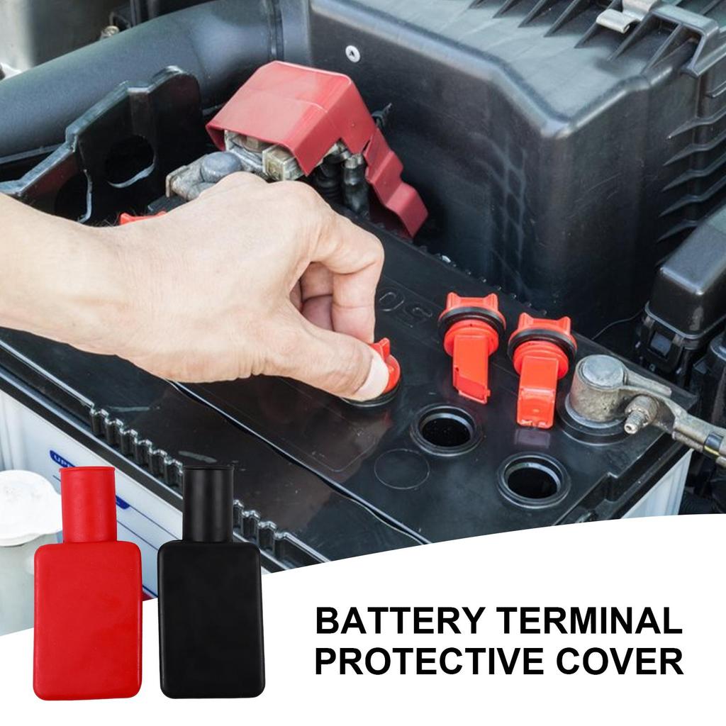 2pcs Car Battery Pole Positive and Negative Protection Cover Soft Plastic Flexible Battery Terminal Insulator Protective