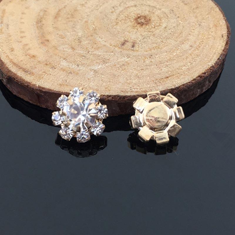 Engood 50Pcs 10mm Round Rhinestone Button Sewing Trim & Embellishments Craft Buckle for Wedding Embellishment Decor DIY Headband