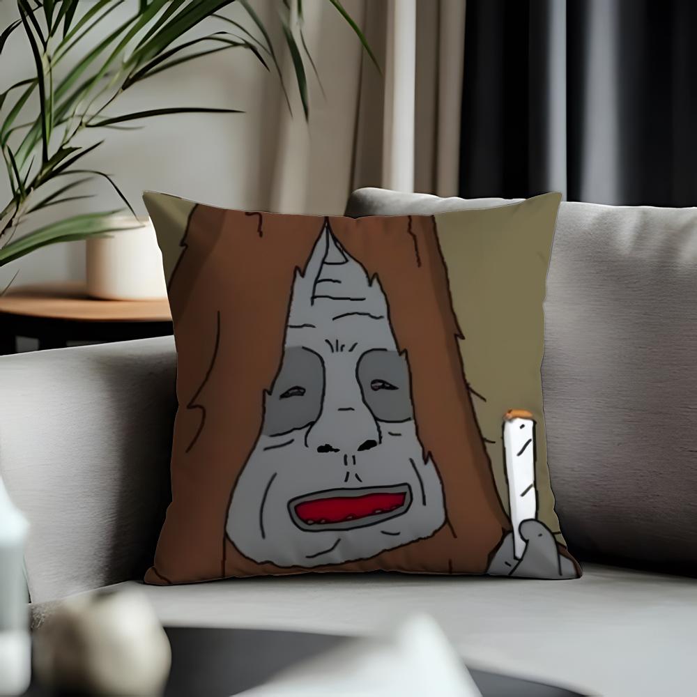 Trending SSassy the Sasquatchead Cushion Cover Antidustmite Pillowcase Invisible Zipper Silky Short Plush Sofa Cushion Cover