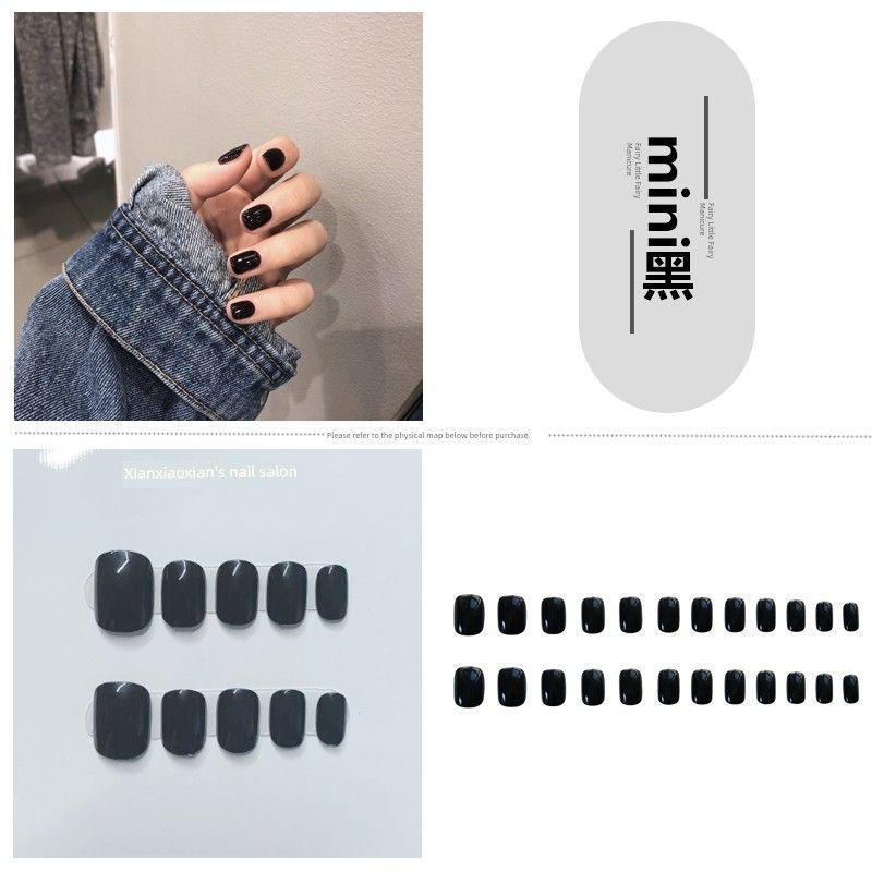 

Мини круглый отсоединяемый типс для накладных ногтей, короткий, цвет кофе 41-mini black