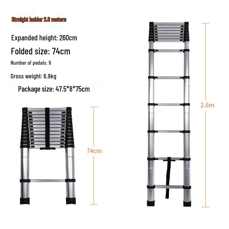 Multi-Functional Aluminum Telescopic Ladder - Herringbone Design, Foldable, Thickened for Household and Large Joint Decoration.