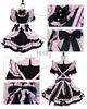 Plus Size Maid Gothic Lolita Waitress Cosplay Ruffled Lolita Outfit with Ear Neat and Short Black and Pink [God-Quality Product] Outfit, Costume,