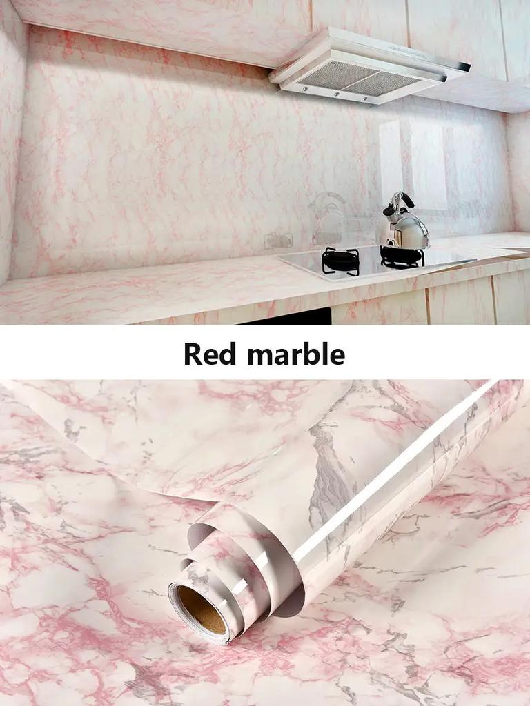 40cm Kitchen wall sticker self-adhesive marble pattern waterproof cabinet stove countertop wallpaper desktop bathroom renovation