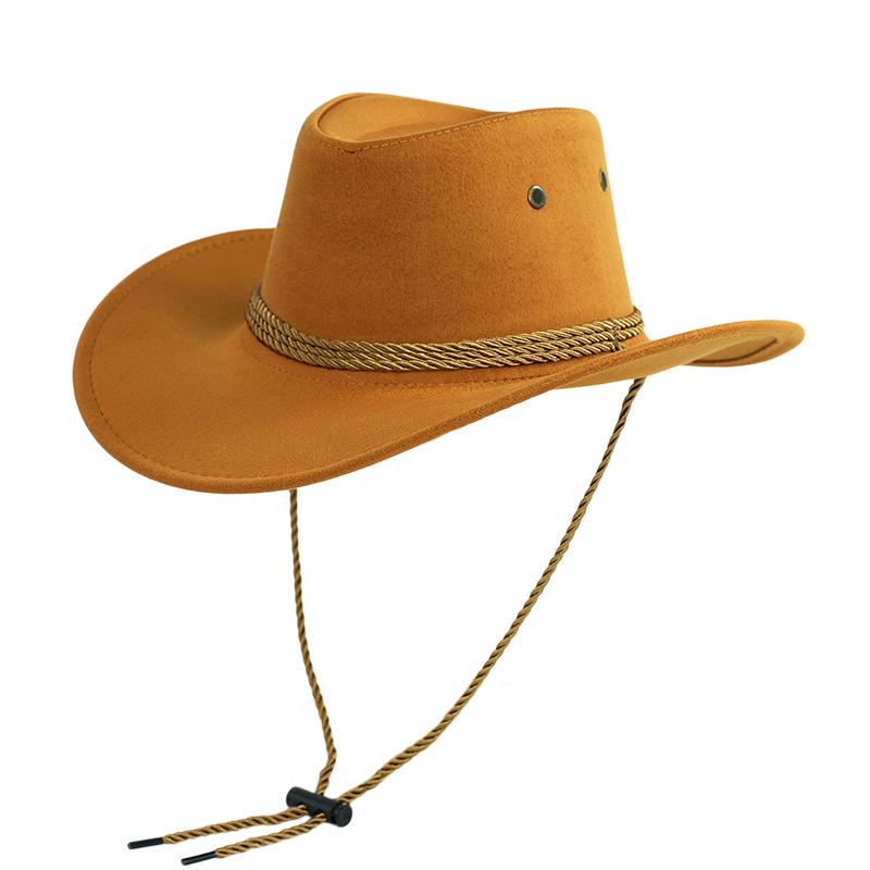 Men's Imitation Suede Western Cowboy Hat for Outdoor Camping & Hiking