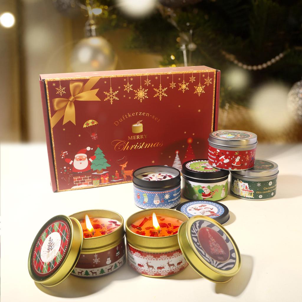 Christmas Scented Candle Gift Set - Soy Wax Aromatherapy Candles for Holiday Parties and Home Decor