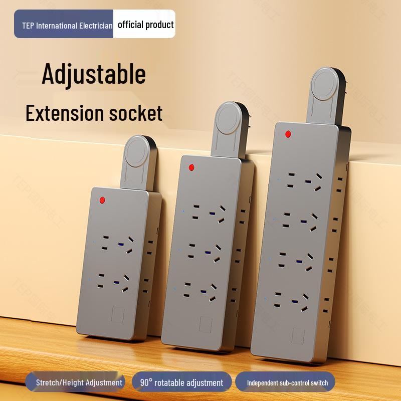 Expandable 86 Type Multi-hole Switch Panel Socket with Surface-Mounted Extension Converter for Household Use.